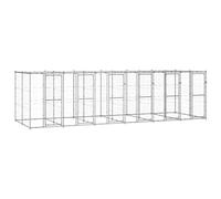 Chenil Extérieur avec Toit pour Chien, Chenil d'Extérieur Enclos Cage pour Chien Métal Acier galvanisé avec Toit 14,52 m²