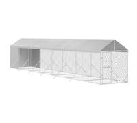 Chenil Extérieur avec Toit pour Chien, Chenil d'Extérieur Enclos Cage pour Chien Métal avec Toit argenté 2x14x2,5 m