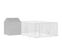 Chenil Extérieur avec Toit pour Chien, Chenil d'Extérieur Enclos Cage pour Chien Métal avec Toit argenté 6x6x2,5 m