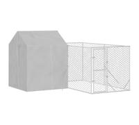 Chenil Extérieur avec Toit pour Chien, Chenil d'Extérieur Enclos Cage pour Chien Métal avec Toit argenté 4x4x2,5 m