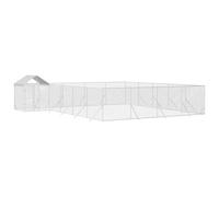 Chenil Extérieur avec Toit pour Chien, Chenil d'Extérieur Enclos Cage pour Chien Métal avec Toit argenté 10x8x2,5 m