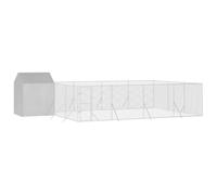Chenil Extérieur avec Toit pour Chien, Chenil d'Extérieur Enclos Cage pour Chien Métal avec Toit argenté 10x6x2,5 m