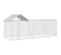 Chenil Extérieur avec Toit pour Chien, Chenil d'Extérieur Enclos Cage pour Chien Métal avec Toit argenté 6x2x2,5 m