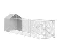 Chenil Extérieur avec Toit pour Chien, Chenil d'Extérieur Enclos Cage pour Chien Métal avec Toit argenté 2x10x2,5 m