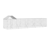 Chenil Extérieur avec Toit pour Chien, Chenil d'Extérieur Enclos Cage pour Chien Métal avec Toit argenté 10x2x2,5 m