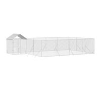 Chenil Extérieur avec Toit pour Chien, Chenil d'Extérieur Enclos Cage pour Chien Métal avec Toit argenté 10x6x2,5 m