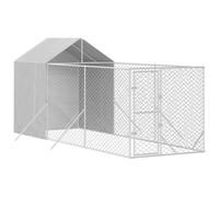 Chenil Extérieur avec Toit pour Chien, Chenil d'Extérieur Enclos Cage pour Chien Métal avec Toit argenté 2x6x2,5 m