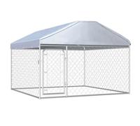 Chenil extérieur avec Toit pour Chiens 200 x 200 x 135 cm,Niches & enclos pour Chiens,27.3KG-144493