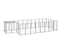 Chenil extérieur Cage enclos Parc Animaux Chien 10,89 m² 110 cm Acier Noir 02_0000486
