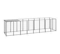 Chenil extérieur Cage enclos Parc Animaux Chien 4,84 m² Acier Noir 02_0000532