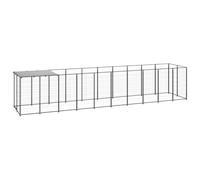 Chenil extérieur Cage enclos Parc Animaux Chien 6,05 m² 110 cm Acier Noir 02_0000546