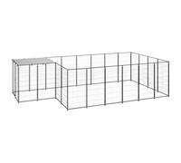 Chenil extérieur Cage enclos Parc Animaux Chien 8,47 m² 110 cm Acier Noir 02_0000558