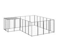 Chenil extérieur Cage enclos Parc Animaux Chien 8,47 m² 110 cm Acier Noir 02_0000559