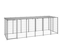 Chenil extérieur Cage enclos Parc Animaux Chien argenté 330 x 110 x 110 cm Acier 02_0000270