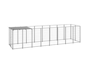 Chenil extérieur Cage enclos Parc Animaux Chien argenté 4,84 m² Acier 02_0000277