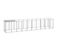 Chenil extérieur Cage enclos Parc Animaux Chien argenté 6,05 m² Acier 02_0000291