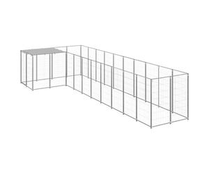 Chenil extérieur Cage enclos Parc Animaux Chien argenté 7,26 m² Acier 02_0000298
