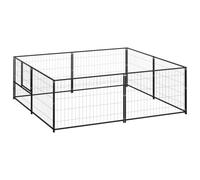 Chenil extérieur Cage enclos Parc Animaux Chien Noir 4 m² Acier 02_0000531
