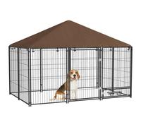 Chenil extérieur pour Chiens PawHut en acier et Tissu Oxford avec Support gamelle et Toit résistant aux intempéries Espace spacieux