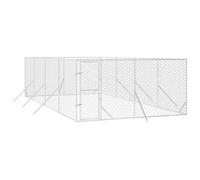 Chenil Extérieur pour Chien Métal, Chenil d'extérieur Enclos Niche Cage pour Chien argenté 4x8x2 m Acier galvanisé