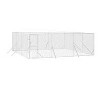 Chenil Extérieur pour Chien Métal, Chenil d'extérieur Enclos Niche Cage pour Chien argenté 6x6x2 m Acier galvanisé