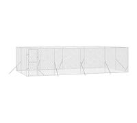 Chenil Extérieur pour Chien Métal, Chenil d'extérieur Enclos Niche Cage pour Chien argenté 8x4x2 m Acier galvanisé