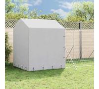Chenil extérieur pour Chiens avec Toit argenté 2x10x2,5 m, Cage Acier galvanisé Robuste, enclos spacieux pour Poules Lapins Canards, Porte verrouillable, Toit polyéthylène
