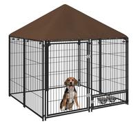 Chenil extérieur pour Chiens PawHut Métal 141x141x151cm Café