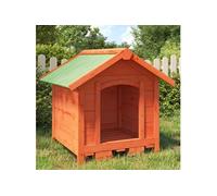 Chenil marron 65x65x61,5 cm bois de pin solide, chenil extérieur pour chiens, grand chenil pour chiens, enclos pour chiens, chenil 172273