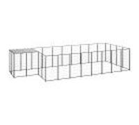 Chenil Argenté 8,47 m² Acier Enclos pour Chiots Cage Chiens Extérieur vidaXL