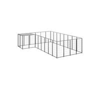 Chenil Noir 10,89 m² Acier Enclos pour Chiots Cage Chiens Extérieur 3082226