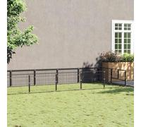 Chenil noir 10 m² en acier avec porte verrouillable et parois grillagées pour la ventilation et la sécurité, cage en acier robuste pour l'hébergement et le parc