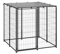 Chenil Argenté 2,42 m² Acier Enclos pour Chiots Cage Chiens Extérieur vidaXL