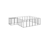 Chenil Noir 12,1 m² Acier Enclos pour Chiots Cage Chiens Extérieur 3082213
