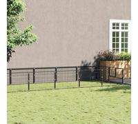 Chenil noir 12 m² - Construction en acier avec parois grillagées et porte verrouillable pour la sécurité et la ventilation - Cage extérieure robuste pour chien