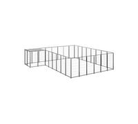 Chenil Noir 15,73 m² Acier Enclos pour Chiots Cage Chiens Extérieur 3082227