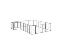 Chenil Noir 15,73 m² Acier Enclos pour Chiots Cage Chiens Extérieur 3082227