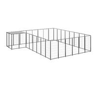 Chenil noir 15,73 m² - Extérieur en acier robuste - Grande cage pour chien - Avec toit étanche et porte verrouillable pour la sécurité
