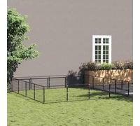 Chenil noir 16 m² en acier, grande cage pour chien avec grillage et porte verrouillable, chenil en acier robuste pour le logement du chien, bec sûr et durable