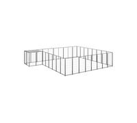 Chenil Noir 20,57 m² Acier Enclos pour Chiots Cage Chiens Extérieur 3082228