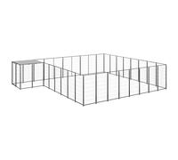 Chenil Noir 20,57 m² Acier Enclos pour Chiots Cage Chiens Extérieur vidaXL