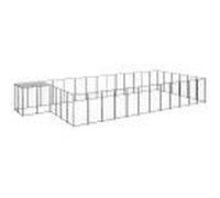 Chenil Noir 22,99 m² Acier Enclos pour Chiots Cage Chiens Extérieur 3082216