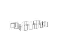 Chenil Noir 22,99 m² Acier Enclos pour Chiots Cage Chiens Extérieur 3082216