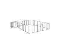 Chenil Noir 25,41 m² Acier Enclos pour Chiots Cage Chiens Extérieur 3082240