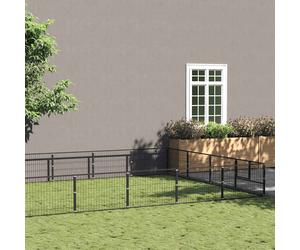 Chenil Noir 28 m² Acier Cage pour Animaux Enclos pour Chiot Extérieur vidaXL