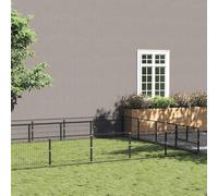 Chenil noir 28 m² - Construction en acier avec parois grillagées et porte verrouillable pour la sécurité et la ventilation - Cage extérieure robuste