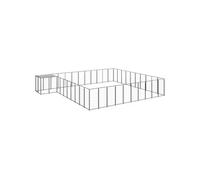 Chenil Noir 31,46 m² Acier Enclos pour Chiots Cage Chiens Extérieur 3082241