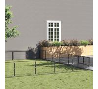 Chenil noir 36 m² en acier avec parois grillagées, structure en acier robuste, porte verrouillable pour la sécurité et la ventilation