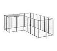 Chenil Noir 4,84 m² Acier Enclos pour Chiots Cage Chiens Extérieur 3082211