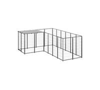 vidaXL Chenil Noir 4,84 m² Acier Enclos pour Chiots Cage Chiens Extérieur 3082211 Noir G